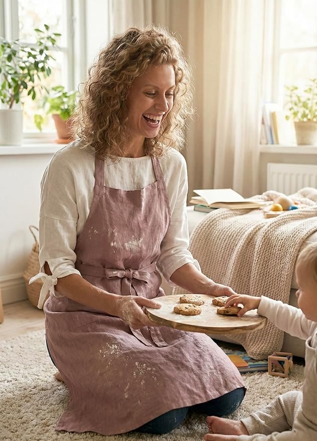 MagicLinen 100% Linen Apron - Cooking, Gardening, Grilling, Painting Apron with Pockets - Perfect for Women and Men