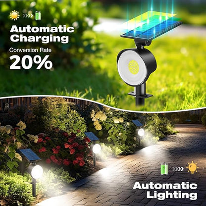 nipify 6 Pack Solar Spot Lights Outdoor Waterproof with 3 Modes, Solar Spotlight Light for Outside Yard Landscape Lighting Pathway Lights Wall,Cool White