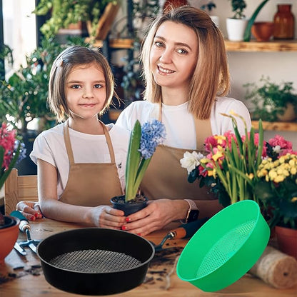 8 Pack Rock Garden Sieve Soil Sifter, Round Plastic Gardening Soil Sifting Pan Sand Sifter Set, Sifting Tray for Small Gravel