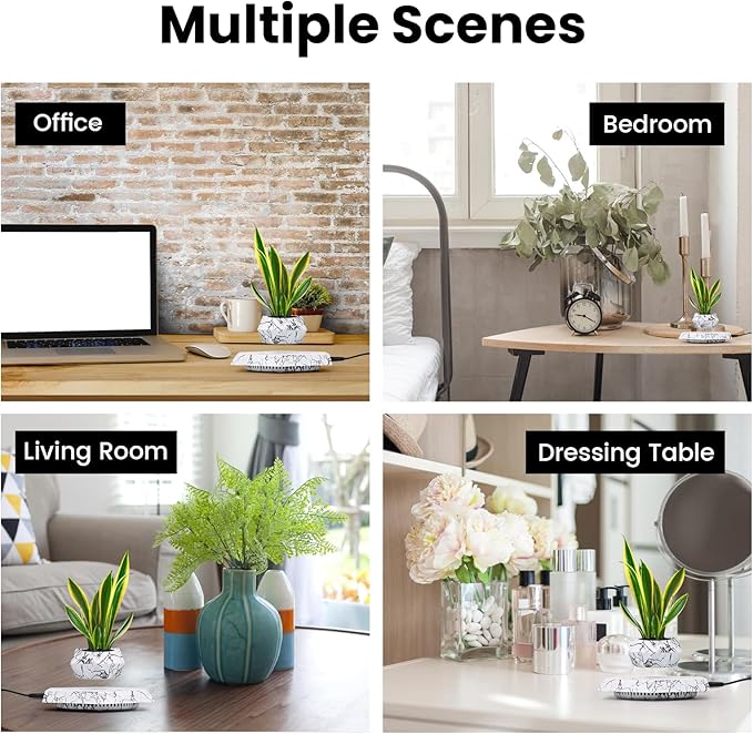 Levitating Plant Pot, Magnetic Levitation Flower Pot Suspension Floating Plant Succulents, Air Bonsai Potted Plant for Home Decoration, Living Room, Office, Desk (Marble)