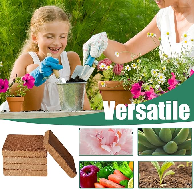 Coco Coir Brick, Coco Coir Brick 5Pcs Compressed Coconut High Expansion Coconut Soil 100g Organic Plant Soil for Planting, Gardening, Potting Herbs, Flowers