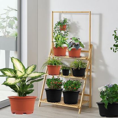 5 Pack 8.5 inch Plant Pot,Outdoor Flower Pots,Plastic pots for Plants Indoor with Drainage Holes and Trays, Decorative Garden Containers Sets for Houseplants