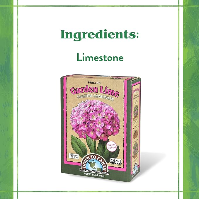 Down To Earth All Natural Fertilizers Organic Prilled Garden Lime - Calcium Carbonate Raises Soil pH for Lawns, Turf, Vegetable Gardens, 5 lb