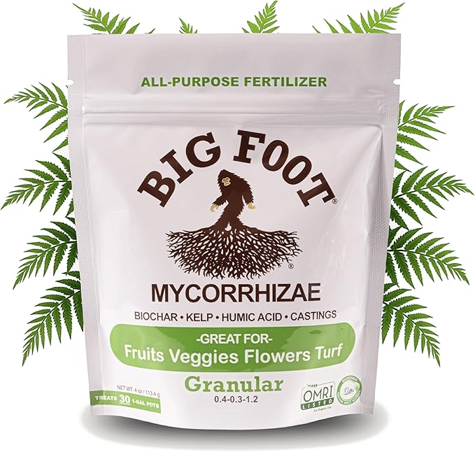 Big Foot Mycorrhizae - Double Your Plant Size – Easy to Use – Made in USA – Treats 30 Plants (7,500 mycorrhizal Spores)