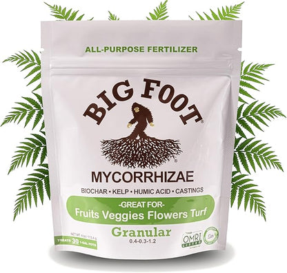 Big Foot Mycorrhizae - Double Your Plant Size – Easy to Use – Made in USA – Treats 30 Plants (7,500 mycorrhizal Spores)