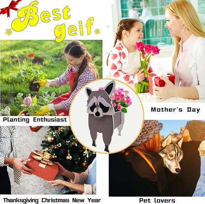 Raccoon Planter Plant Pots,Animal Flower Pot for Indoor/Outdoor,Small Cute PVC Animal Face Shape Plant Container Best for Home Office Garden Decoration Mom Gift