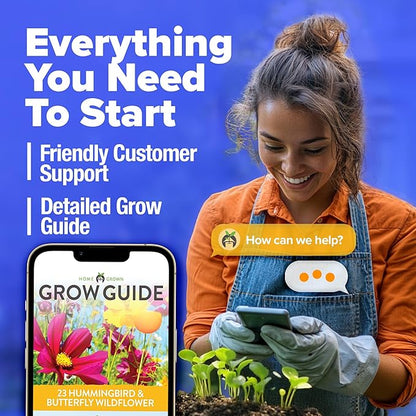 HOME GROWN Premium Wildflower Seeds Bulk - 134,000+ Non-GMO USA Native Seeds for Planting Outdoors - 23 Varieties Wild Flower Mix for Butterfly Garden, Perennial & Annual Flowers (3oz)