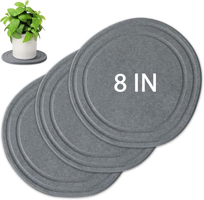 Plant Saucers for Indoors, 3 Pack 8" Quick Dry Diatomite Plant Drip Water Catcher Trays for Pots, Diatomaceous Earth Planter Drainage Saucers Plates to Catch Water for Flower and Plants, Stone Gray