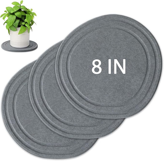 Plant Saucers for Indoors, 3 Pack 8" Quick Dry Diatomite Plant Drip Water Catcher Trays for Pots, Diatomaceous Earth Planter Drainage Saucers Plates to Catch Water for Flower and Plants, Stone Gray