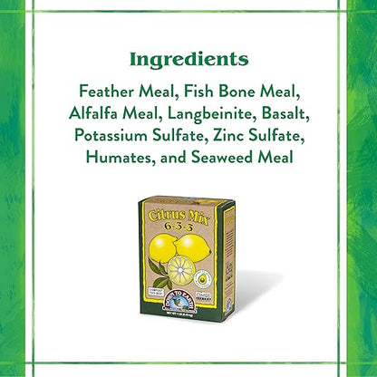 Down To Earth All Natural Fertilizers Organic Citrus Mix - Plant Food for Lemons, Limes, Oranges and Avocados 6-3-3, 1 lb