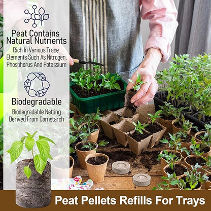 Legigo 200 Pcs 40mm Seed Starter Peat Pellets Pods for Seedlings- Compressed Seed Starting Pellets Seed Starter Pods Plugs Soil Peat Pods for Starting Seeds, Garden Planting Herb Flower Vegetables