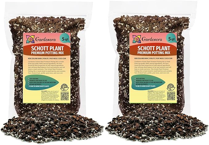 GARDENERA Monstera Lechleriana Schott Planting Mix - Promotes Steady Growth and Healthy Leaves - 10 Quart (2 Bags of 5 Quart)