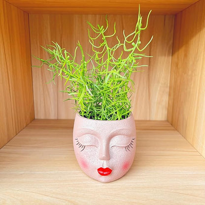 Handcrafted Head Planter Pot Lady Face Planters Cute Flower Pot for Succulent Funny Resin Head Face Planter with Drainage Lightweight Brown 1Pack