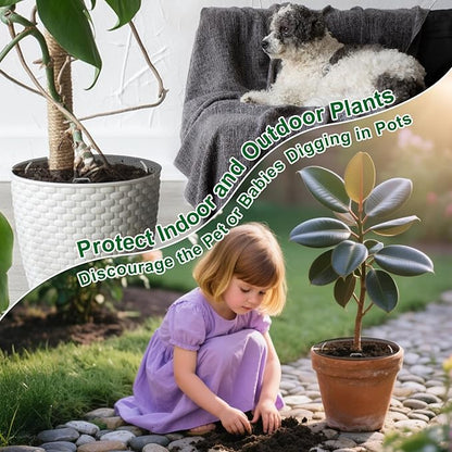8Pcs Plant Pot Grids,15.8Inch Plant Pot Cover with 30 U-Shaped Nails, Cat Proof Protector for Potted Plants,Dig-Free Soil Cover & Flower Pot Grid Guard