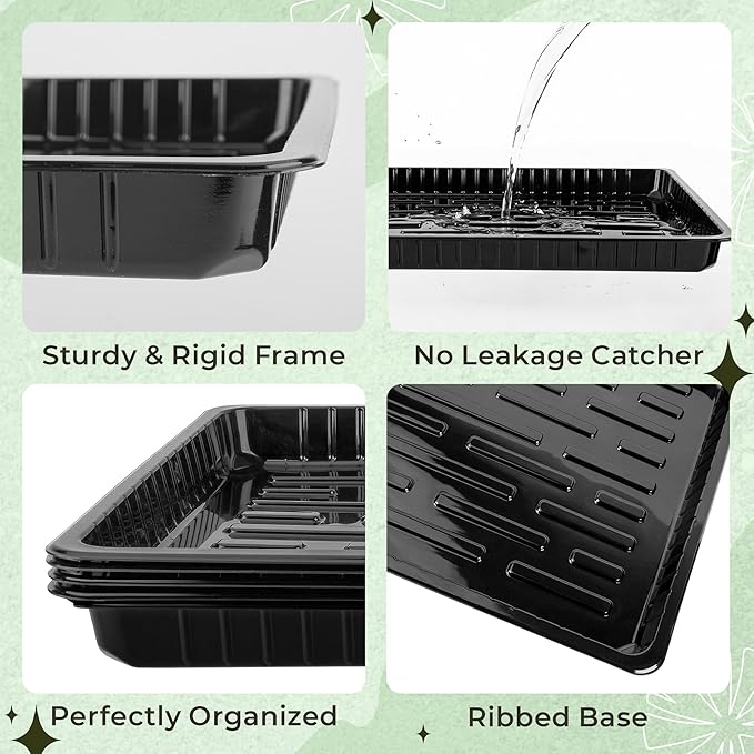 100 Pcs Square Nursery Pots, 5 Pcs Seed Starter Tray, 2.6 inch Nursery Pots with Tray, Plastic Starter Pots for Planting Seeds, Reusable Seed Starting Pots with Drainage Holes (Plastic)