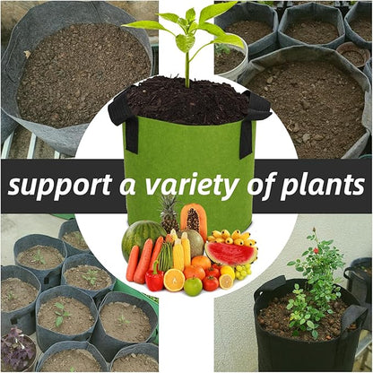 Grow Bags,Growing Pot Bags Garden Grow Bag Indoor Outdoor Fabric Aeration Plant Pot Container Flower Vegetable Pouch (Army Green,2 Gallon)