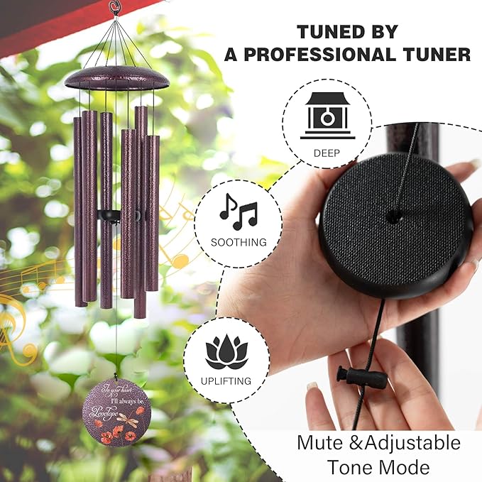 ASTARIN Dragonfly Wind Chimes for Loss of Loved One, Produced in USA Personalized Windchimes in Memory of a Loved One, Bereavement Gifts for Loss of Father Mother, 3 Size Deep Tone Wind Chime