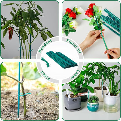 Plant Stakes 50 PCS Garden Green Bamboo Sticks Plant Support Stakes for Indoor and Outdoor Plants, Wooden Sign Posting Flower Pot Garden Stakes(15" 25pcs+17" 25pcs)