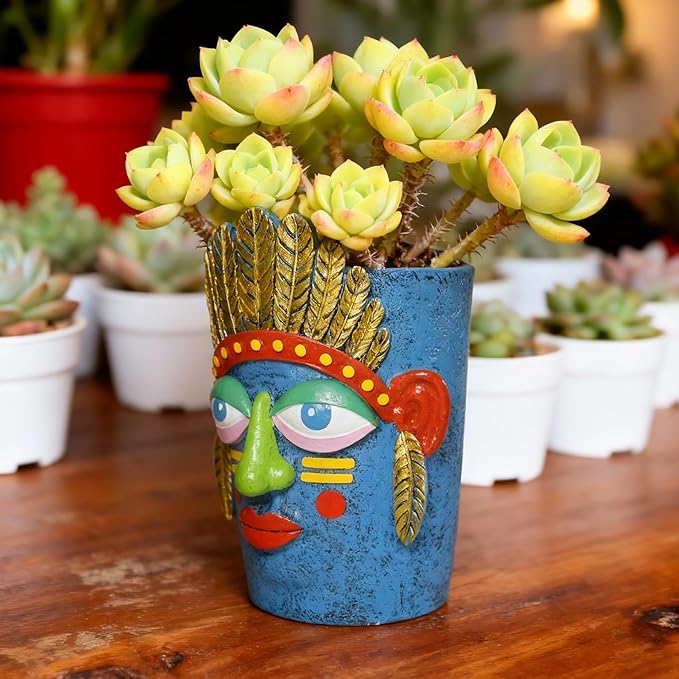 Unique Plant Pots - Abstract Picasso Face Flower Pot, Funky Planters for Indoor Plants, Cool Head Planter for Outdoor Garden & Home Decor