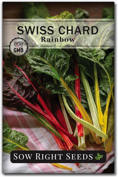Sow Right Seeds - Rainbow Swiss Chard Seeds for Planting - Non-GMO Heirloom Packet with Instructions to Plant and Grow a Home Vegetable Garden - Nutritious Chard Greens for Cooking (1)