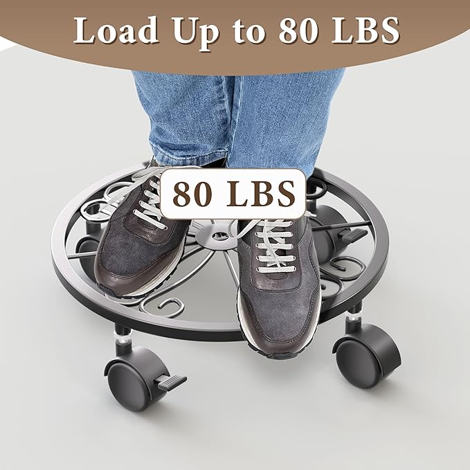 Plant Caddy with Wheels - 10.24" Plant Stand with Wheels, 360° Lockable Plant Rollers Plant Dolly, Plant Tray with Casters for Indoor and Outdoor.