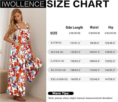IWOLLENCE Women's Summer Jumpsuits Boho Wide Leg Overalls Casual Loose Rompers with Pockets 2025