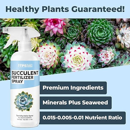 Succulent Fertilizer Spray, Gentle Foliar Feeding for Healthy Leaves and Plants, Liquid Fertilizer by TPS Plant Foods, 16oz (475ml)