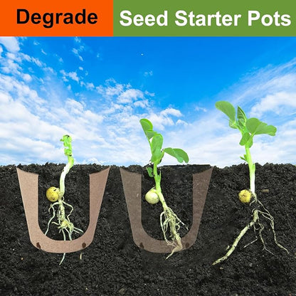 130 Pack Peat Pots, 3 Inch Plant Starter Round Nursery Pot with Drainage Holes, Seedling Nursery Box, Seed Starting Tray, Bulk Garden Germination Paper Pulp Container with 130 Plant Labels