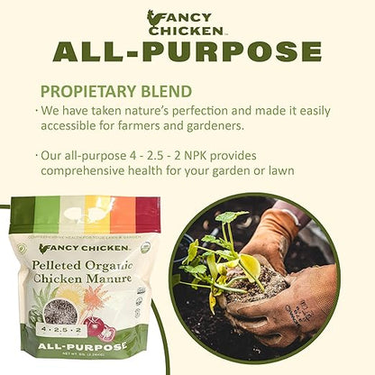 All-Purpose Manure - 5lbs Pelleted Dried Organic Chicken Manure | All-Natural Plant Food | Ideal for Vegetables Plants Fruits Trees Lawn Gardening & Farming | USDA Organic (2 Pack)