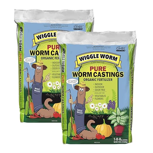 100% Pure Organic Mineral-Dense Worm Castings Fertilizer, 30lbs - Improves Soil Fertility and Aeration for Growing Better Houseplants, Vegetables, and More, Pack of 2