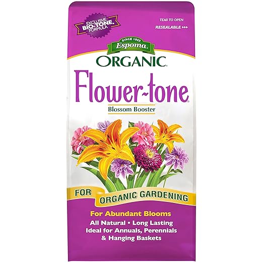 Espoma Organic Flower-Tone 3-4-5 Natural & Organic Plant Food; 4 lb. Bag; Organic Fertilizer for Flowers, Annuals, Perennials & Hanging Baskets. Blossom Booster - 5 Pack