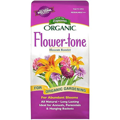 Espoma Organic Flower-Tone 3-4-5 Natural & Organic Plant Food; 4 lb. Bag; Organic Fertilizer for Flowers, Annuals, Perennials & Hanging Baskets. Blossom Booster - 5 Pack