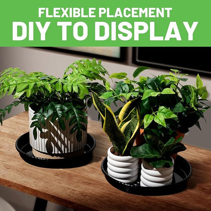 MUDEELA 6 Pack of 15 Inches Plant Saucers for Indoor, Durable Plastic Round Plant Tray Plant Dish Pant Plate to Catch Water for Flower and Plant Pot, Thicker, Stronger, Deeper, Black