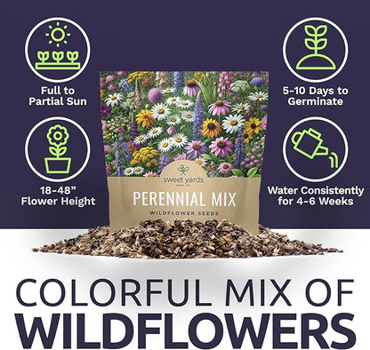 Perennial Wildflower Seeds Mixture - Bulk 1 Ounce Packet - Over 15,000 Pure Live Seed - Open Pollinated and Non GMO…