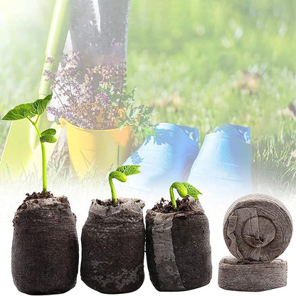 Woohome 202 PCS Peat Pots and Peat Pellet Fiber Soil Plant with Plant Label, Round Peat Pots and 30MM Peat Soil Pellets, Plastic Plant Tags and Loose Soil Tool for Home Plant Starters