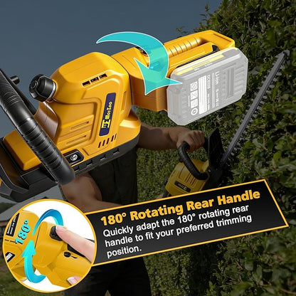 Cordless Hedge Trimmer Compatible with DEWALT 20V MAX Battery, 20-Inch Electric Hedge Trimmer 3000RPM 180° Rotatable Head, Brushless Bush Shrub Trimmer(Battery Not Included)