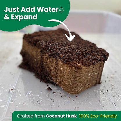 Gro-Med Coco Coir Bricks – 10 Pack (650g Each) | Expands to 100 Quarts | NPK Enriched, OMRI Listed | Organic Coconut Fiber for Indoor & Outdoor Gardening, Potting Soil & Mix