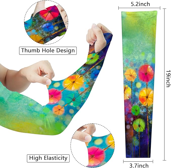 Garden Sleeves for Women Boho Gardening Sleeves with Thumb Holes UV Sun Protection Arm Sleeves for Women