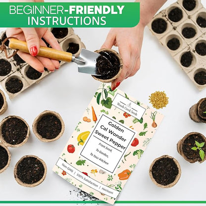 Golden California Wonder Bell Pepper Seeds for Planting – Heirloom Non-GMO Sweet Golden Bell Peppers for Home Gardens | Woods Creek Seeds