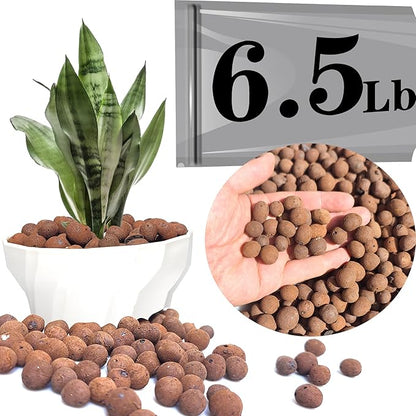 Voulosimi Clay Pebbles Hydroponic Rocks Organic Ceramsite Grow Media for Horticultural,Orchids,Drainage (6.5LB)