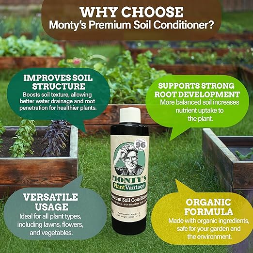 PlantVantage Liquid Soil Conditioner with Humic Acid – Soil Activator for Plants, Organic Amendment for All Soil Types, Improves Plant Nutrients Uptake, Moisture Retention & Microbial Activity – 8 oz