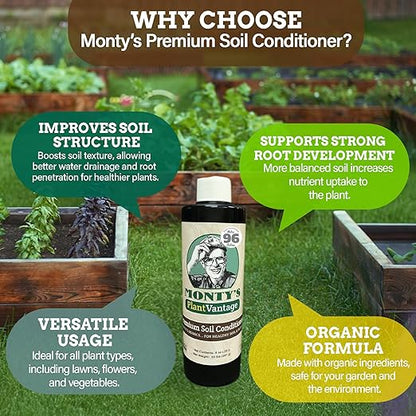 PlantVantage Liquid Soil Conditioner with Humic Acid – Soil Activator for Plants, Organic Amendment for All Soil Types, Improves Plant Nutrients Uptake, Moisture Retention & Microbial Activity – 8 oz