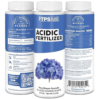 Acidic Fertilizer for Acid-Loving Plants, Works Great for Hydrangeas, Blueberries, and Gardenia, Liquid Fertilizer by TPS Plant Foods, 8 oz (250mL)