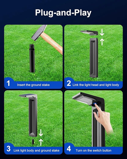 6 Pack Solar Powered Pathway Lights Outdoor Waterproof 30 LED Bright Walkway Landscape Lamp for Outside, Path, Driveway, Sidewalk, Yard, Lawn, Garden, Trail, Modern Design and 2 Modes (Warm White)