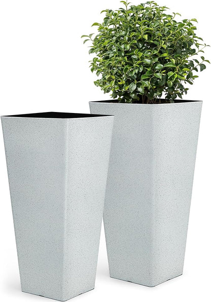 28" Tall Planters for Outdoor Plants, Extra-Large White Flower Pots for Blaconl, Porch, Living Room Corner, Garden, Patio, Deck Decor