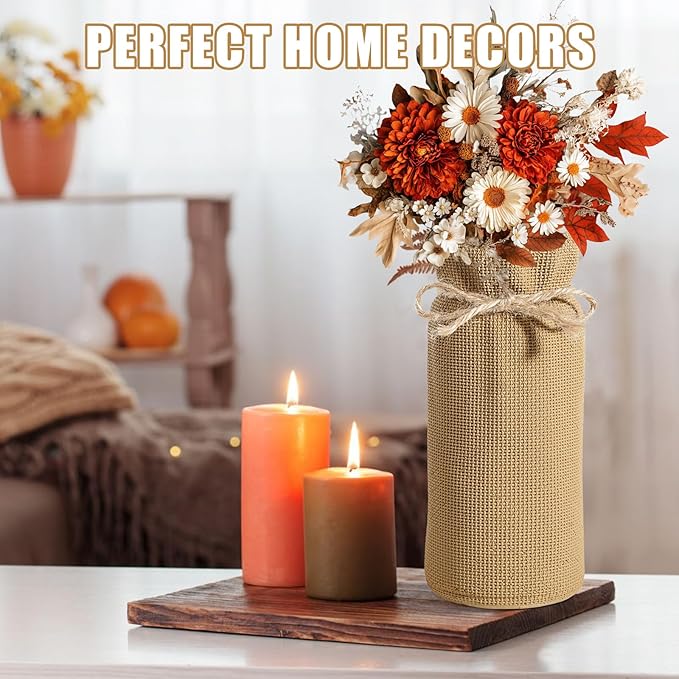 Fall Decor Vase for Flowers Fall Centerpieces for Tables Vases Home Decor Vintage Flower Vase Dining Table Centerpiece Decor (Linen)