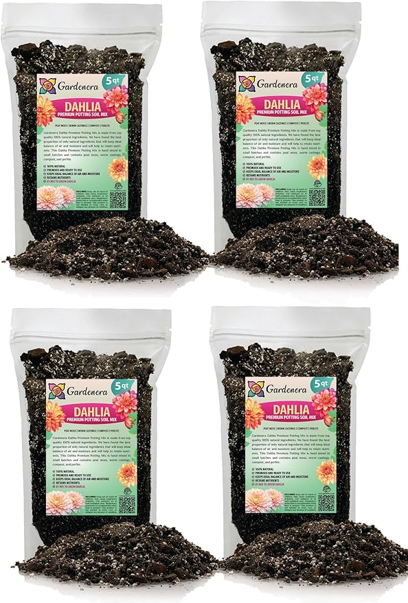 Expert Dahlia Potting Soil Mix by Gardenera - Enhance Growth and Color - Perfect Balance of Nutrients and Drainage - 20 Quart