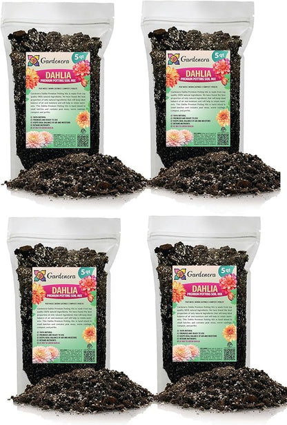 Expert Dahlia Potting Soil Mix by Gardenera - Enhance Growth and Color - Perfect Balance of Nutrients and Drainage - 20 Quart