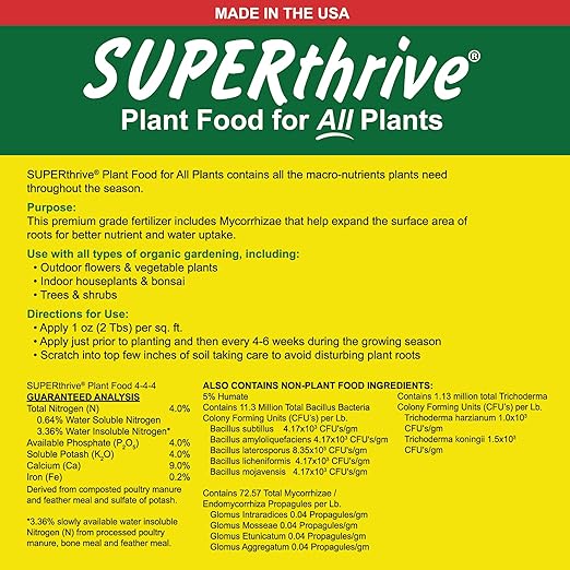 SUPERthrive Organic All-Purpose Plant Food, Solid Granular 4-4-4