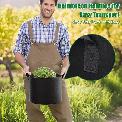 FEED GARDEN 5 Gallon Grow Bags 4 Pack – 300G Thickened Fabric Plant Pots with Reinforced Handles, Breathable Drainage Planters for Vegetables, Flowers & Herbs Indoor Outdoor